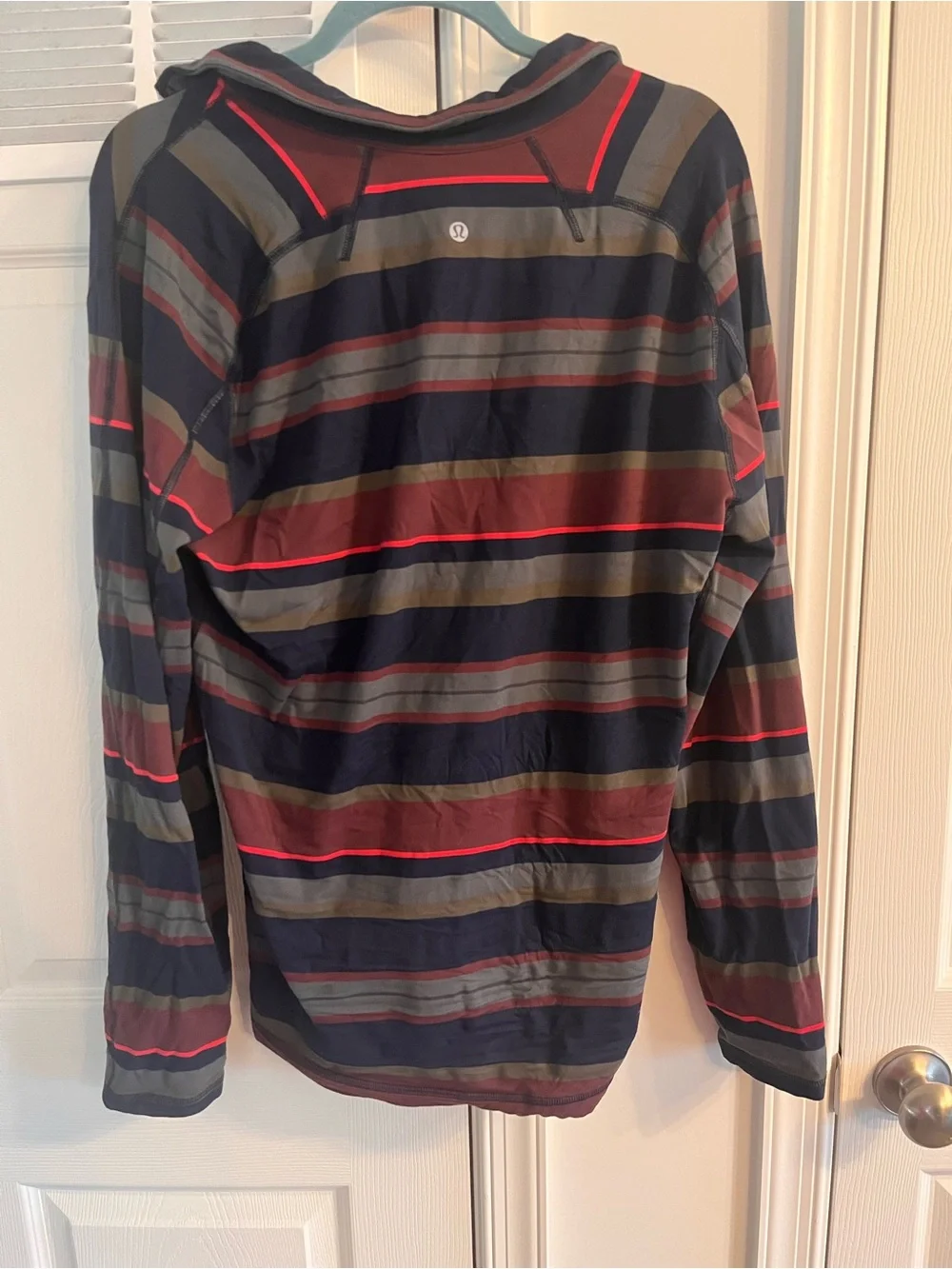 Lululemon Striped Half-Zip Hoodie in Navy, Olive & Burgundy
